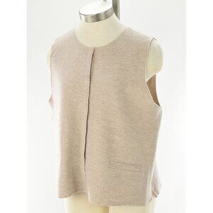 EILEEN FISHER Maple Oat Round Neck Boiled Wool Snap Front Vest XL NWT